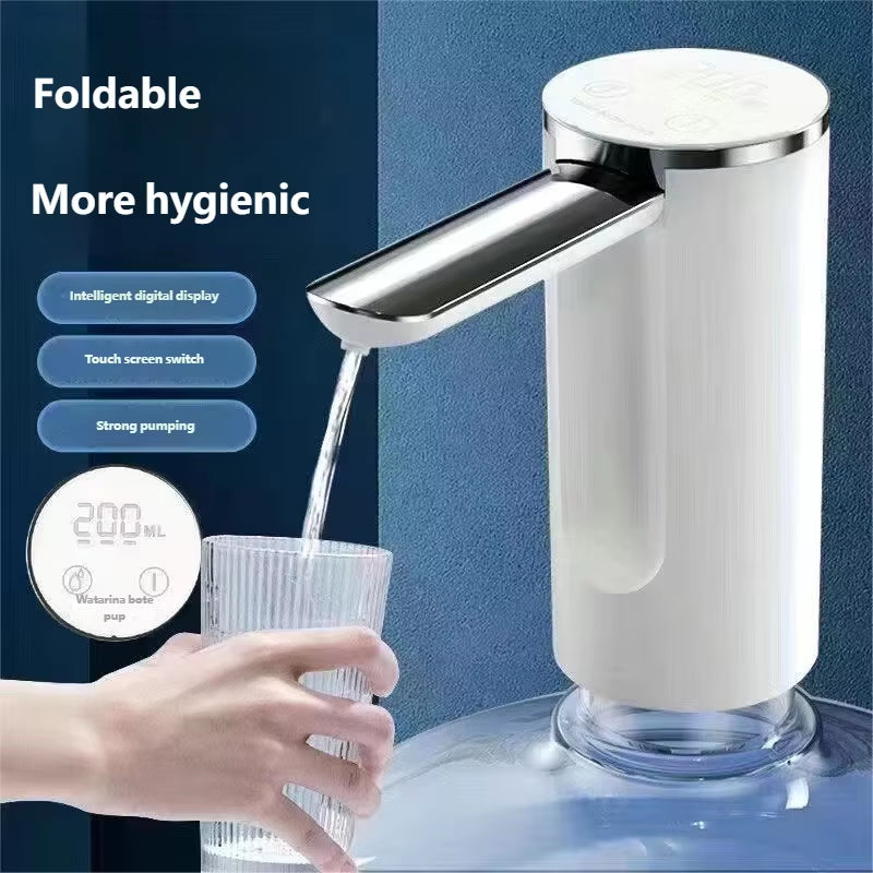 Electric Water Bottle Pump 1200Mah Type C Rechargeable LED Display Automatic Touch Button 3 Quantitative Settings