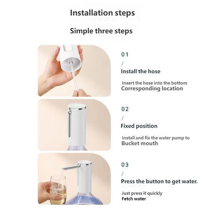 Electric Water Bottle Pump 1200Mah Type C Rechargeable LED Display Automatic Touch Button 3 Quantitative Settings